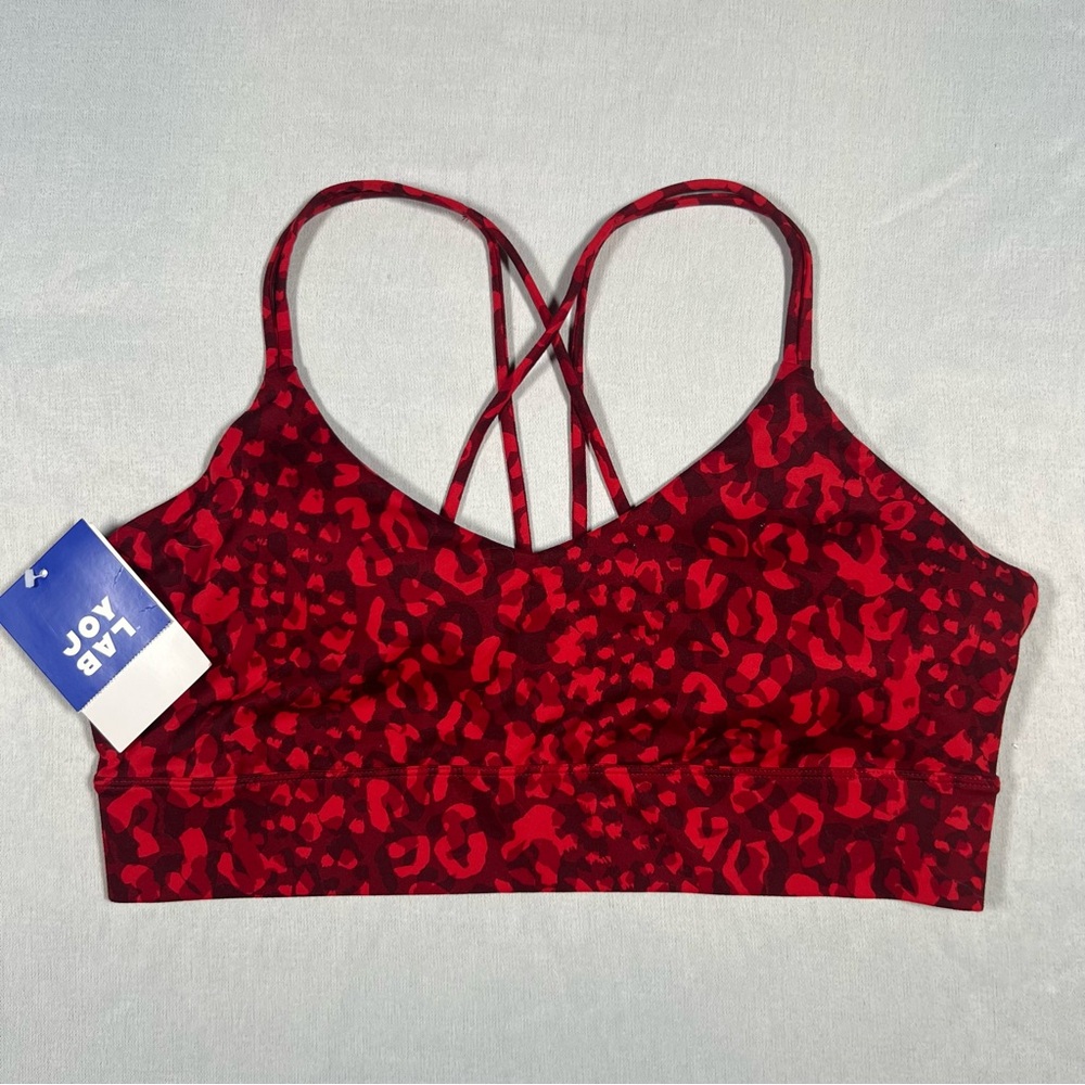 JoyLab XL Red Leopard Print Medium Support Sports Bra NWT